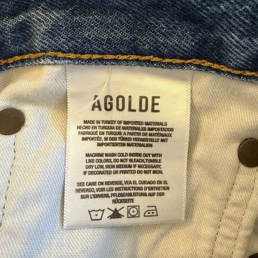 AGOLDE Parker Long Short 30 Heat Wave Cuffed Medium Wash Denim Summer Festival